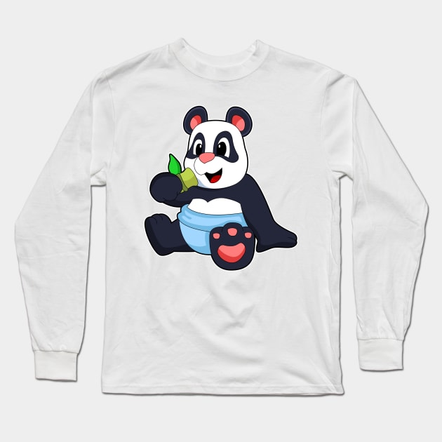 Panda as Baby with Bambus Long Sleeve T-Shirt by Markus Schnabel